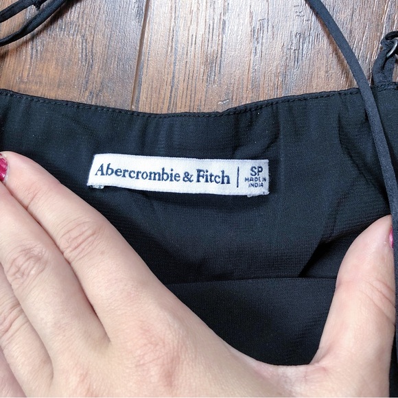 A&F • Side Cutout Slip Midi Dress black satin spaghetti strap 90s lingerie - Picture 4 of 12